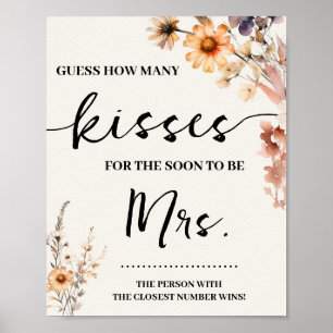 Fall Wildflowers How Many kisses for Mrs Game Sign