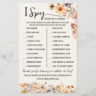 Fall Wildflowers I Spy Wedding Reception Game Card