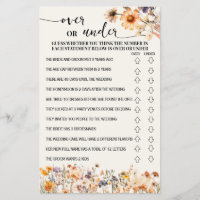 Fall Wildflowers Over or Under Shower Game Card