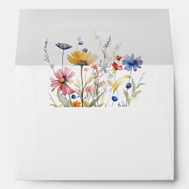 Fall Wildflowers Return Address Wedding Envelope (Back (Bottom))