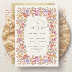 Fall Wildflowers Romantic Wedding Invitation