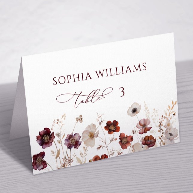 Fall Wildflowers Wedding Place Card (Creator Uploaded)