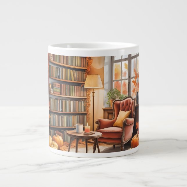 Fall Window Reading MUG — Cozy Chair & Books (Front)