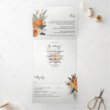 Fall Winter Wedding photo Tri-Fold Invitation