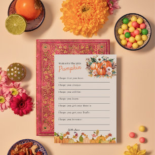 Fall Wishes for pumpkin Baby Shower advice card