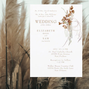 Fall Wispy Boho White Both Parents II Invitation