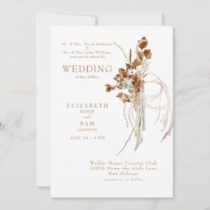 Fall Wispy Boho White Both Parents Invitation