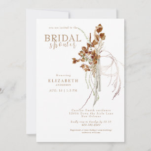Fall Wispy Boho White Bridal Shower  Invitation