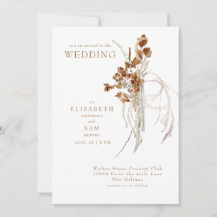 Fall Wispy Boho White No Parents Wedding Invitation