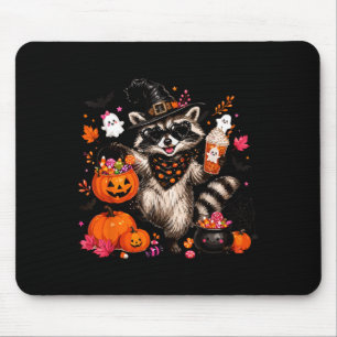 Fall witch racoon halloween racoon drinking mouse mat