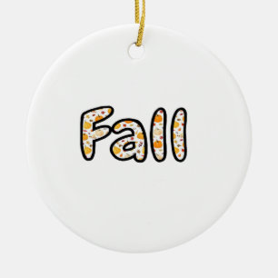 Fall with Pumpkin Background Autumn Season Printab Ceramic Tree Decoration