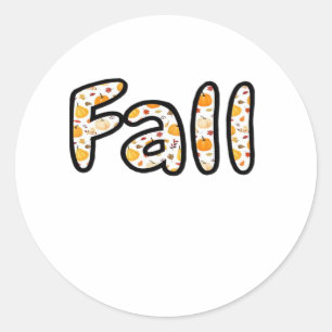 Fall with Pumpkin Background Autumn Season Printab Classic Round Sticker