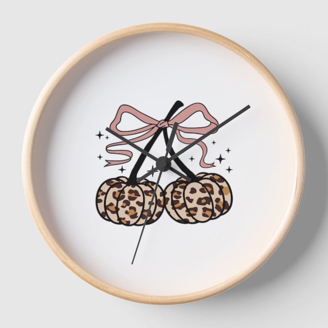 Fall with Pumpkin Background Autumn Season Printab Clock (Front)