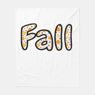 Fall with Pumpkin Background Autumn Season Printab Fleece Blanket
