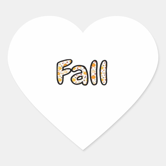 Fall with Pumpkin Background Autumn Season Printab Heart Sticker (Front)