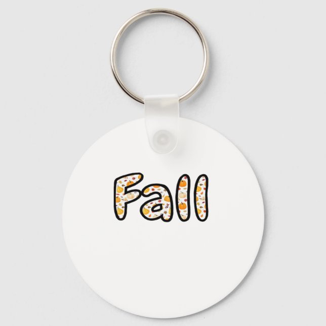 Fall with Pumpkin Background Autumn Season Printab Key Ring (Front)