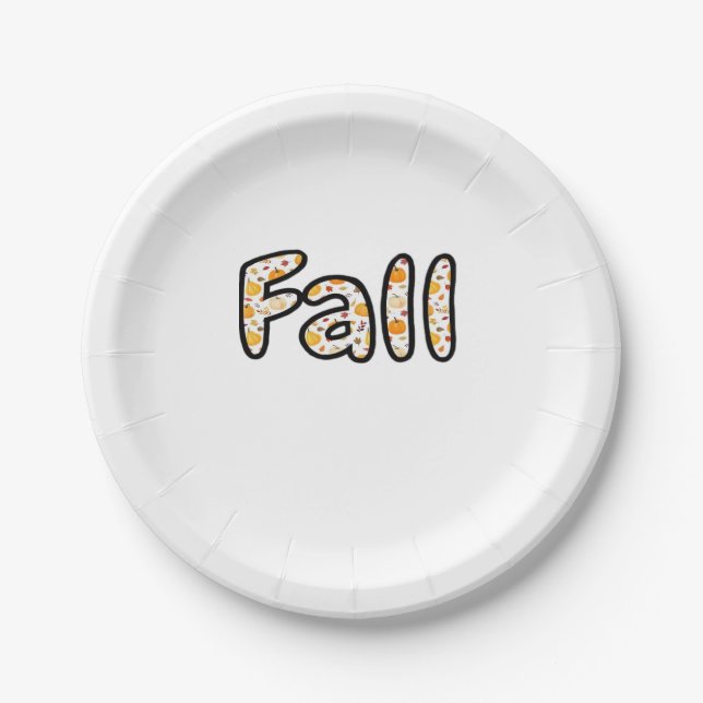 Fall with Pumpkin Background Autumn Season Printab Paper Plate (Front)