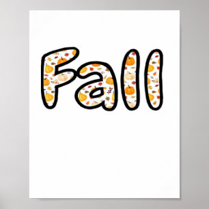 Fall with Pumpkin Background Autumn Season Printab Poster
