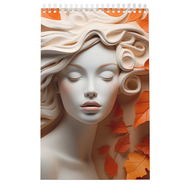 Fall Woman Orange Lovers Autumn Leaves Browns Tans Calendar (Cover)
