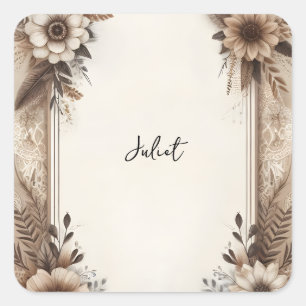 Fall Wood Paperie Recycled Paper Bridal Shower Square Sticker