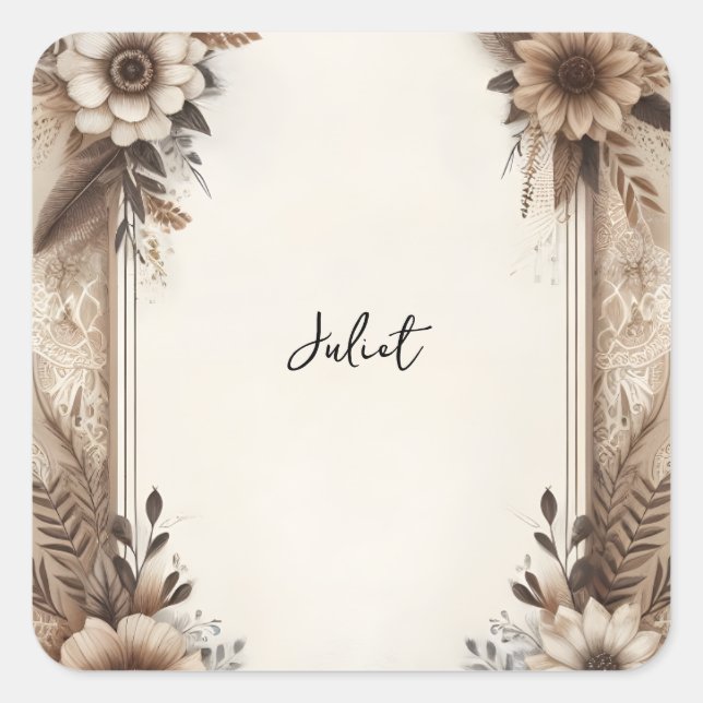 Fall Wood Paperie Recycled Paper Bridal Shower Square Sticker (Front)