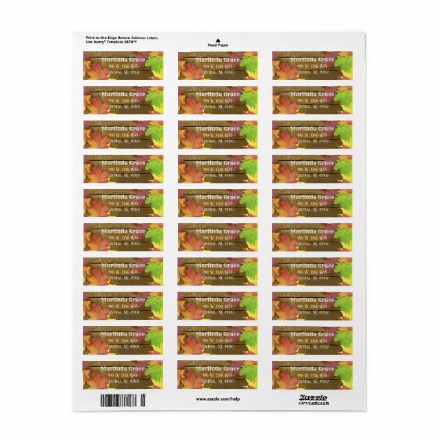 Fall Wood Return Address Label (Full Sheet)