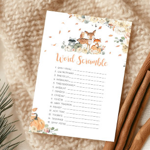 Fall Woodland Animal Word Scramble Game