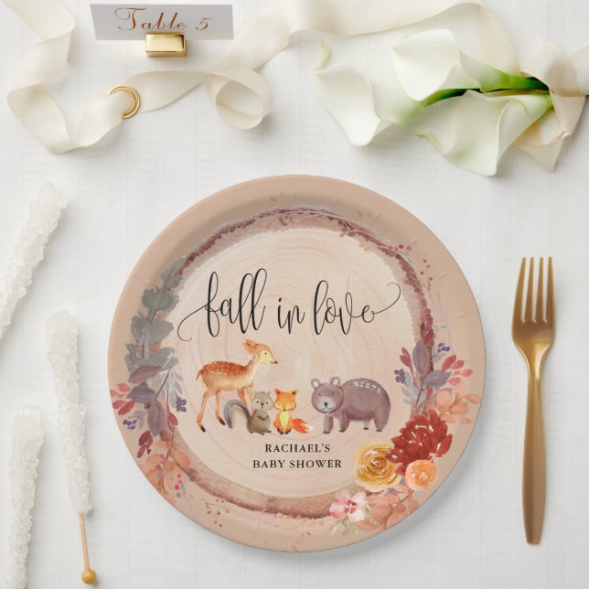 Fall Woodland Animals Baby Shower Favour Paper Plate (Wedding)