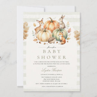 Fall Woodland Animals Baby Shower Invite