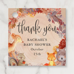 Fall Woodland Animals Baby Shower Thank You  Favour Tags