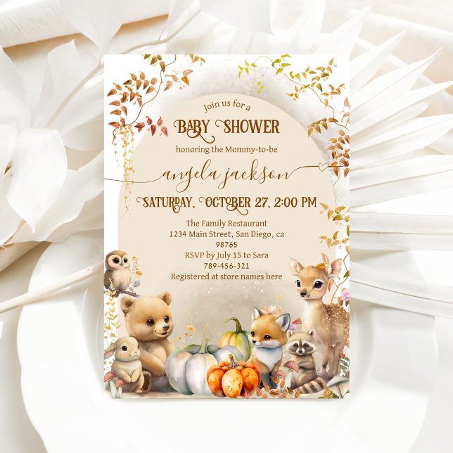 Fall Woodland Animals Boho Baby Shower Invitation (Creator Uploaded)