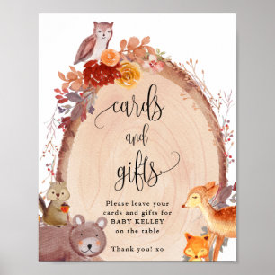 Fall Woodland Animals Cards and Gifts Sign