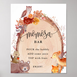 Fall Woodland Animals Momosa Bar Sign