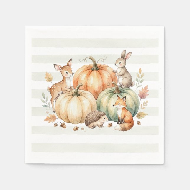 Fall Woodland Animals Napkins (Front)