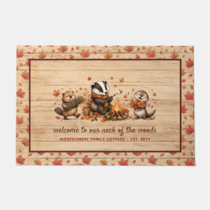 Fall Woodland Animals Rustic Autumn Personalised Doormat