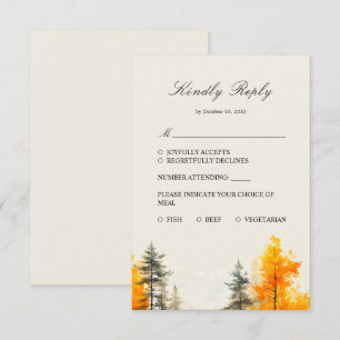 Fall Woodland, Autumn Forest, Pine Trees RSVP Card