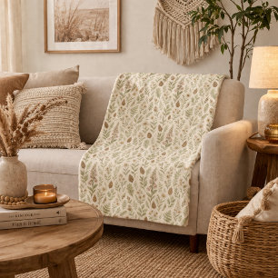 Fall Woodland Botanical Pattern Autumn Dreams Sherpa Blanket