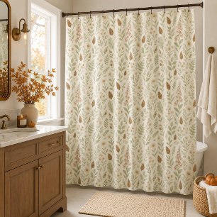 Fall Woodland Botanical Pattern   Autumn Dreams Shower Curtain