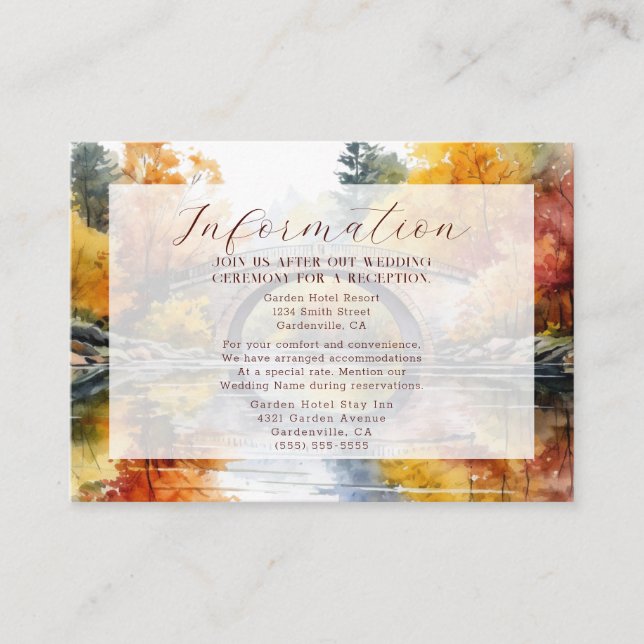 Fall Woodland Bridge Wedding Enclosure Card (Front)