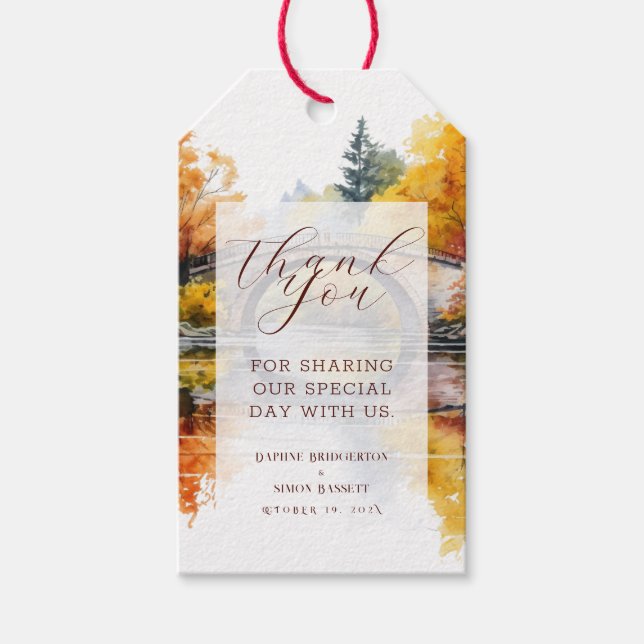 Fall Woodland Bridge Wedding Gift Tags (Front)
