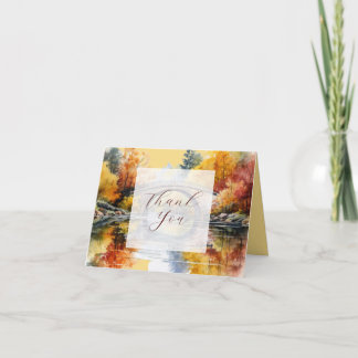 Fall Woodland Bridge Wedding Thank You Card