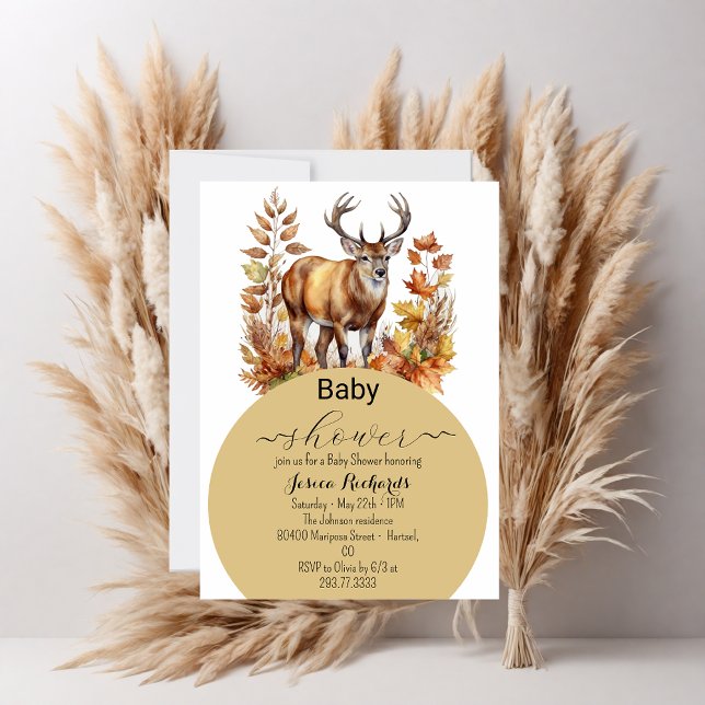 Fall Woodland Deer Animal Forest  Watercolor Invitation (Creator Uploaded)