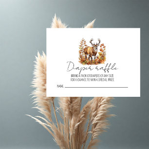 Fall Woodland Deer Baby Shower   Diaper Raffle Enclosure Card