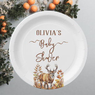 Fall Woodland Deer Baby Shower  Paper Plate