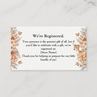 Fall Woodland Deer Baby Shower Registry Insert Car