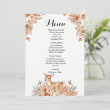 Fall Woodland Deer Pumpkin Baby Shower Menu Card