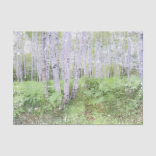Fall Woodland Fern Distressed Forest Birch Trees Tissue Paper