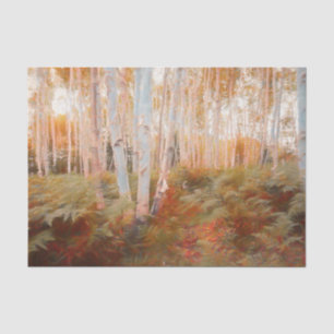 Fall Woodland Fern Forest Birch Trees Art Tissue Paper