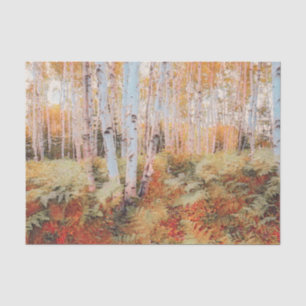 Fall Woodland Fern Forest Birch Trees Tissue Paper