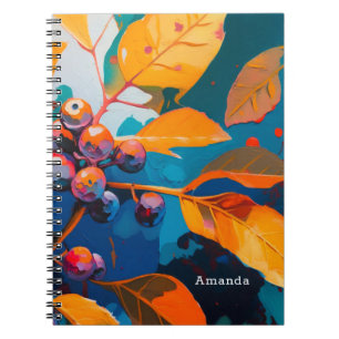 Fall woodland leaves. Autumn foliage and berry Notebook